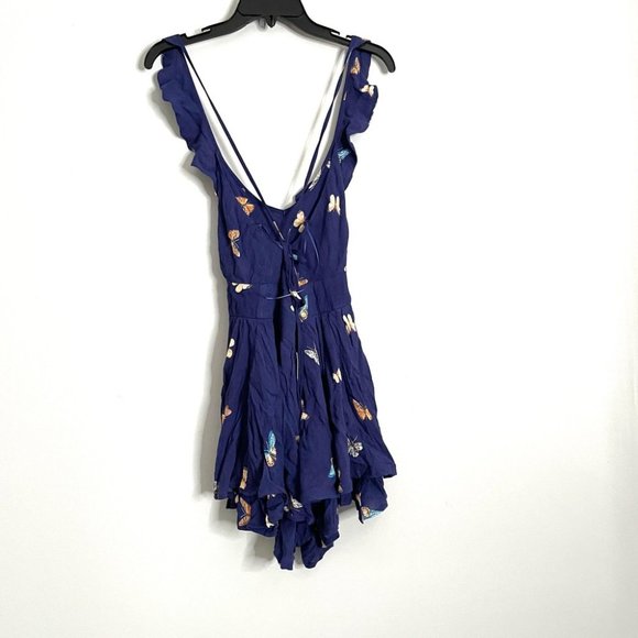 URBAN OUTFITTERS EMILIA RUFFLE ROMPER IN BLUE SIZE SMALL NEW WITH TAG - Picture 3 of 7